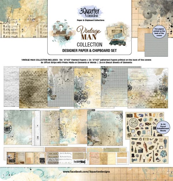 3Quarter Designs - 12  X 12  Paper Pack - Vintage Man For Cheap