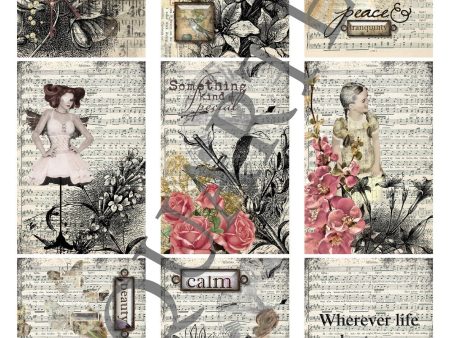 3Quarter Designs -Tag Sheet - Vintage Music on Sale