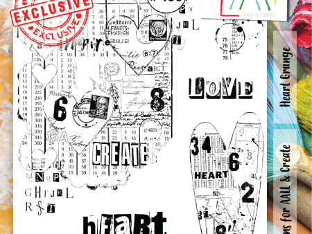 AALL and Create Stamp Set - 453 - Heart Grunge Online Sale