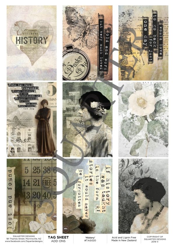 3Quarter Designs -Tag Sheet - History Cheap