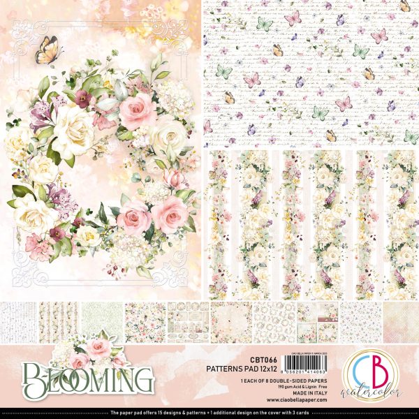 Ciao Bella Blooming Patterns Pad 12 x12  8 Pkg Supply