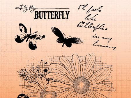 SL Clear Stamp Butterflies Grunge Collection 89x132x3mm 5 PC nr.399 Online