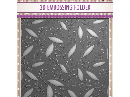 3D Embossing Folder Square - Leaves & Berries For Discount