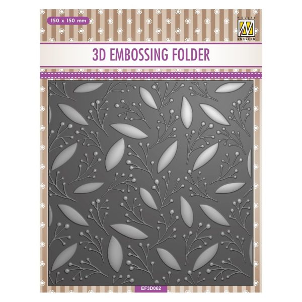 3D Embossing Folder Square - Leaves & Berries For Discount