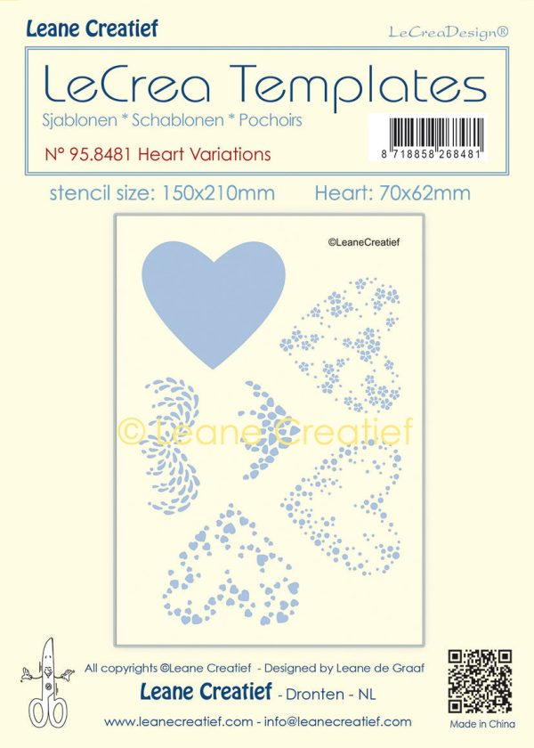 Stencil Heart Variations, Size Stencil 150x210mm, Design 70x62mm Sale