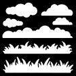 Woodware Grass & Clouds 6 in x 6 in Stencil Online