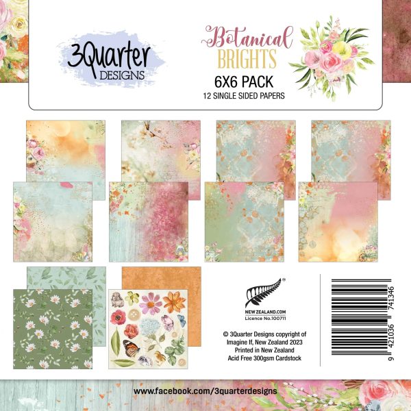 3Quarter Designs - Botanical  Brights - Paper Pad 6 x 6 on Sale