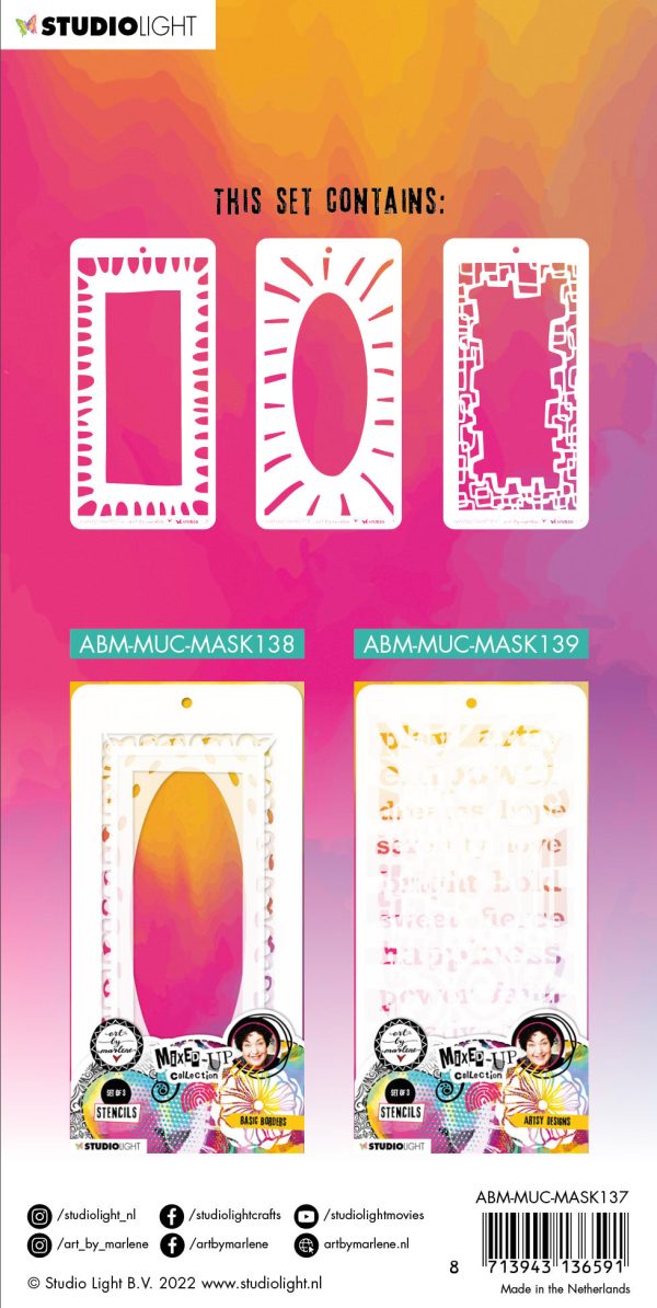 ABM Mask Playful Frames Mixed-Up Collection 110x213x1mm 3 PC nr.137 For Sale