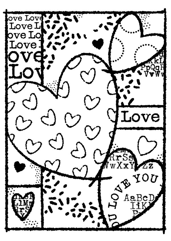 Woodware Clear Singles Heart Collage 4 in x 6 in Stamp Cheap