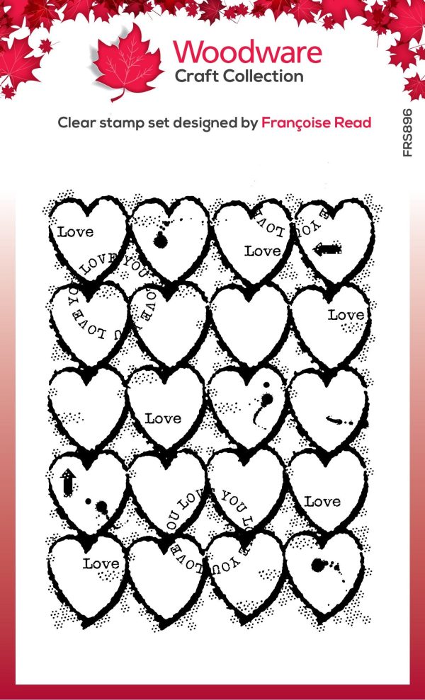 Woodware Clear Singles Heart Background 4 in x 6 in Stamp Cheap