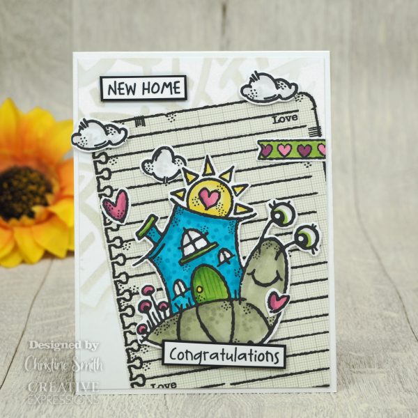 Woodware Clear Singles Happy House Snail 4 in x 4 in Stamp Cheap