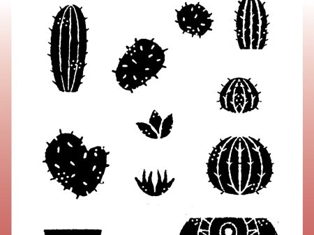 Woodware Clear Singles Build A Cactus 4 in x 6 in Stamp Cheap