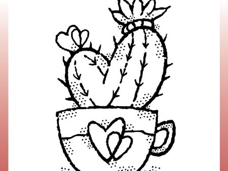 Woodware Clear Singles Heart Cactus 3.8 in x 2.6 in Stamp For Cheap