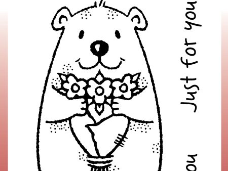 Woodware Clear Singles Flower Bear 3 in x 4 in Stamp For Cheap